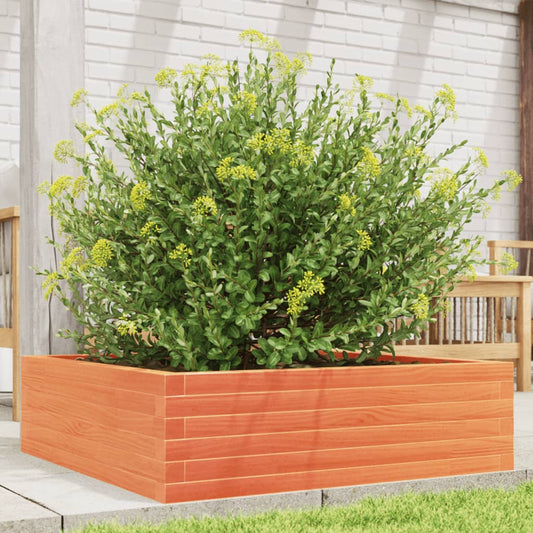 vidaXL Jardinera de madera maciza pino marrón cera 80x80x23 cm