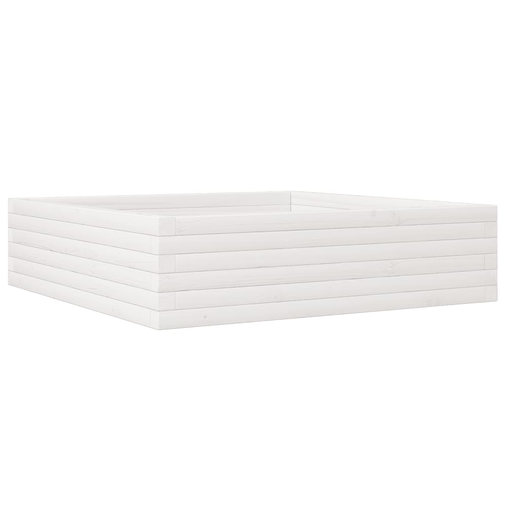 vidaXL Jardinera de madera maciza de pino blanca 90x90x23 cm