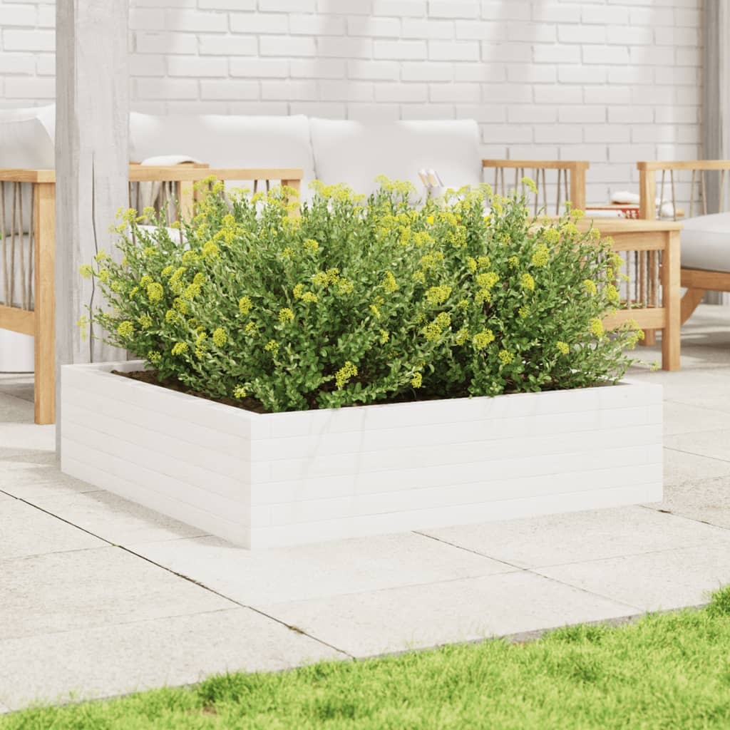 vidaXL Jardinera de madera maciza de pino blanca 90x90x23 cm