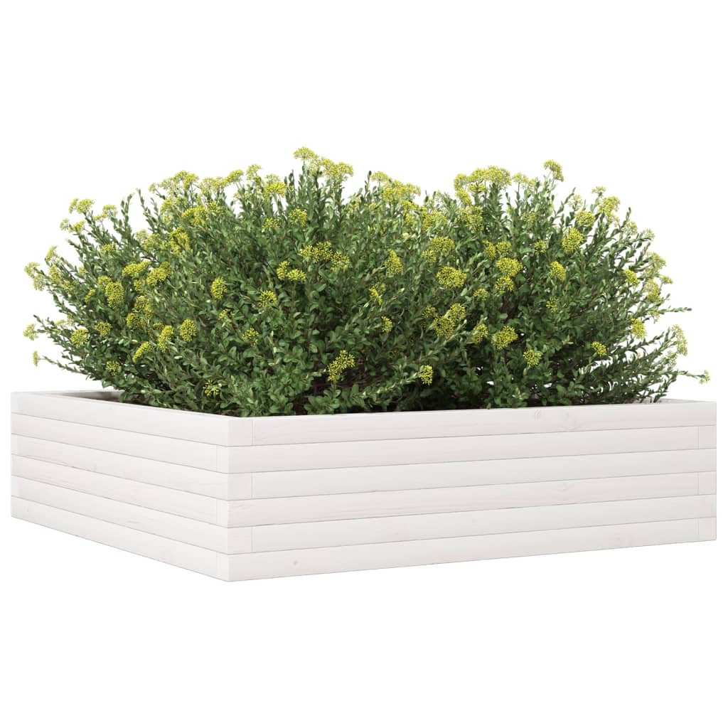 vidaXL Jardinera de madera maciza de pino blanca 90x90x23 cm