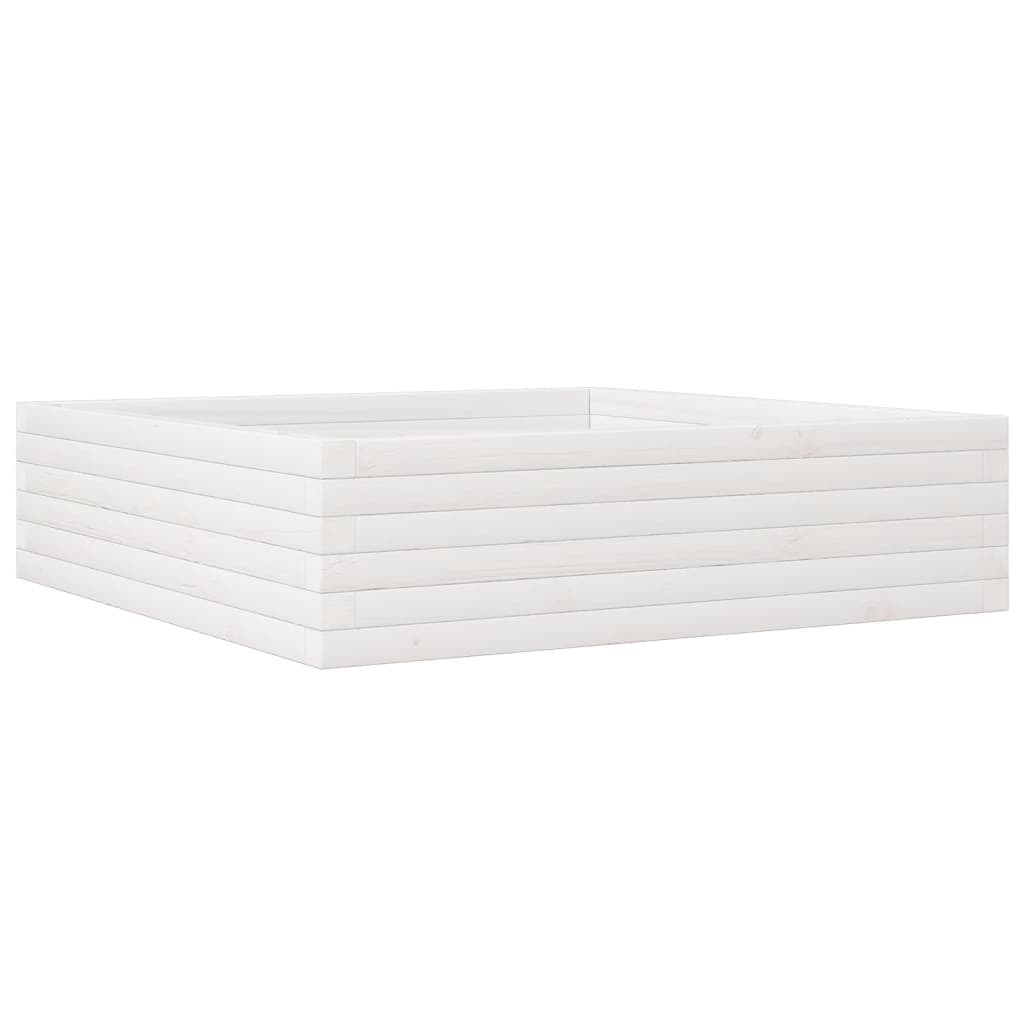 vidaXL Jardinera de madera maciza de pino blanca 90x90x23 cm