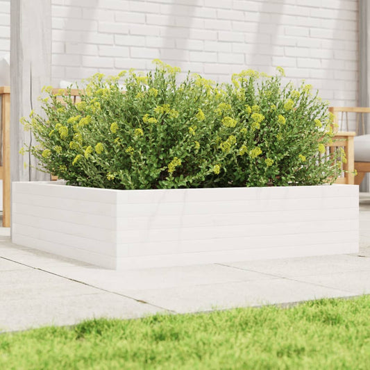 vidaXL Jardinera de madera maciza de pino blanca 90x90x23 cm