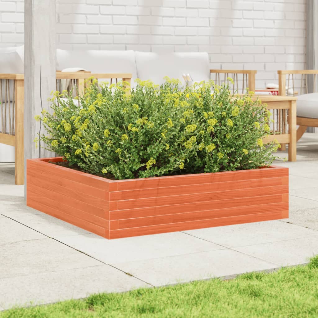 vidaXL Jardinera de madera maciza pino marrón cera 90x90x23 cm