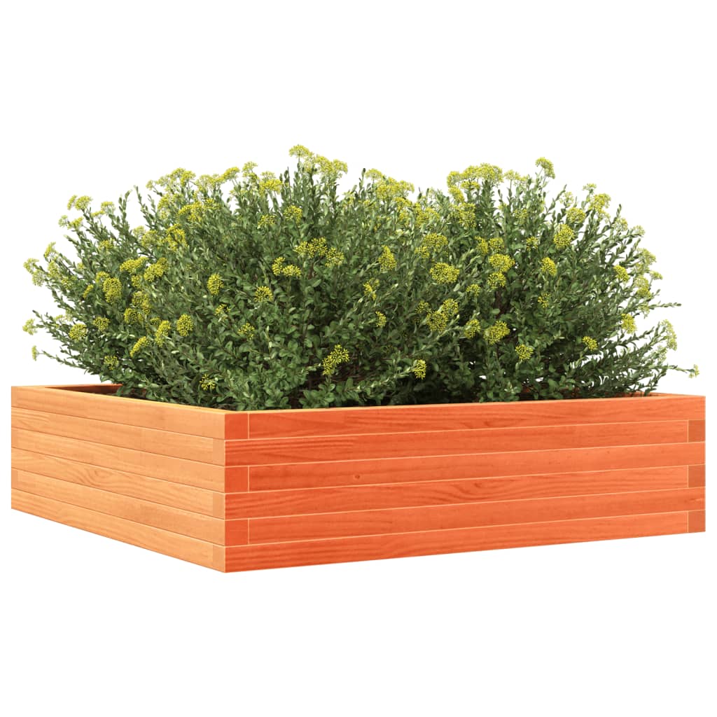 vidaXL Jardinera de madera maciza pino marrón cera 90x90x23 cm