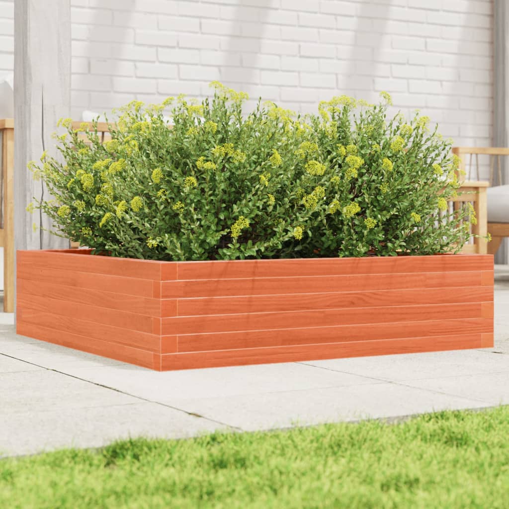 vidaXL Jardinera de madera maciza pino marrón cera 90x90x23 cm