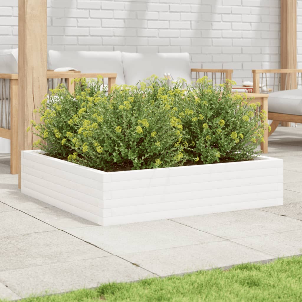 vidaXL Jardinera madera maciza de pino blanco 100x100x23 cm