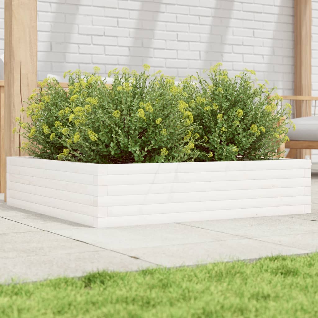 vidaXL Jardinera madera maciza de pino blanco 100x100x23 cm