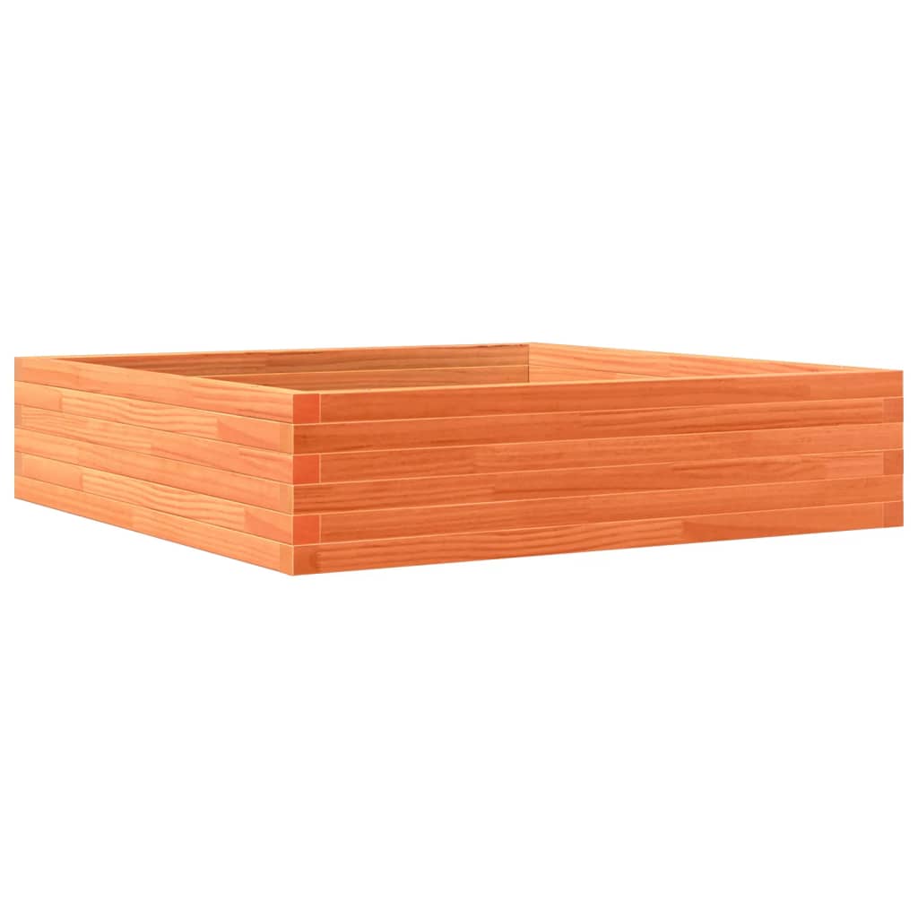 vidaXL Jardinera de madera maciza de pino marrón cera 100x100x23 cm