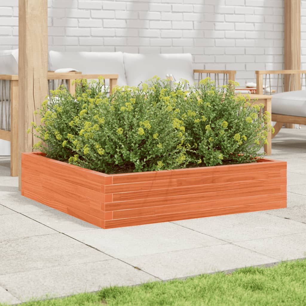 vidaXL Jardinera de madera maciza de pino marrón cera 100x100x23 cm