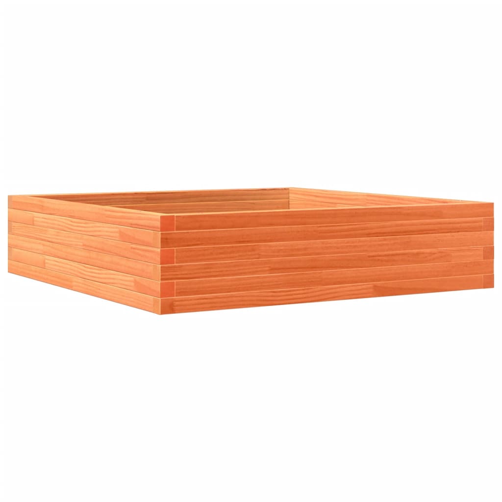 vidaXL Jardinera de madera maciza de pino marrón cera 100x100x23 cm