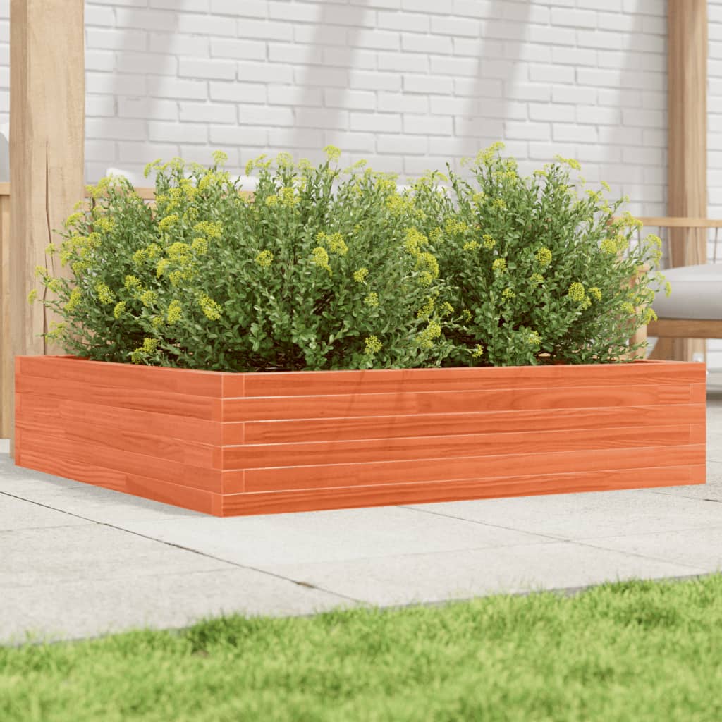 vidaXL Jardinera de madera maciza de pino marrón cera 100x100x23 cm