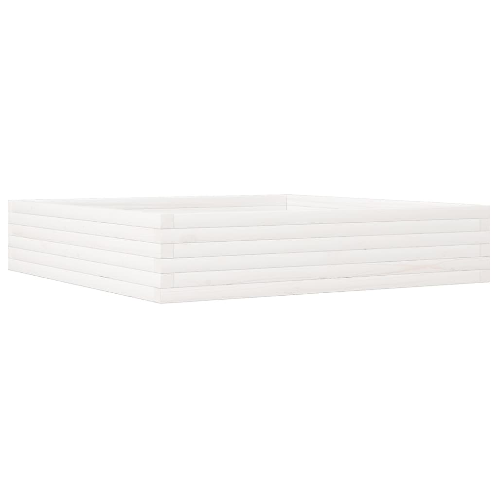 vidaXL Jardinera de madera maciza de pino blanca 110x110x23 cm