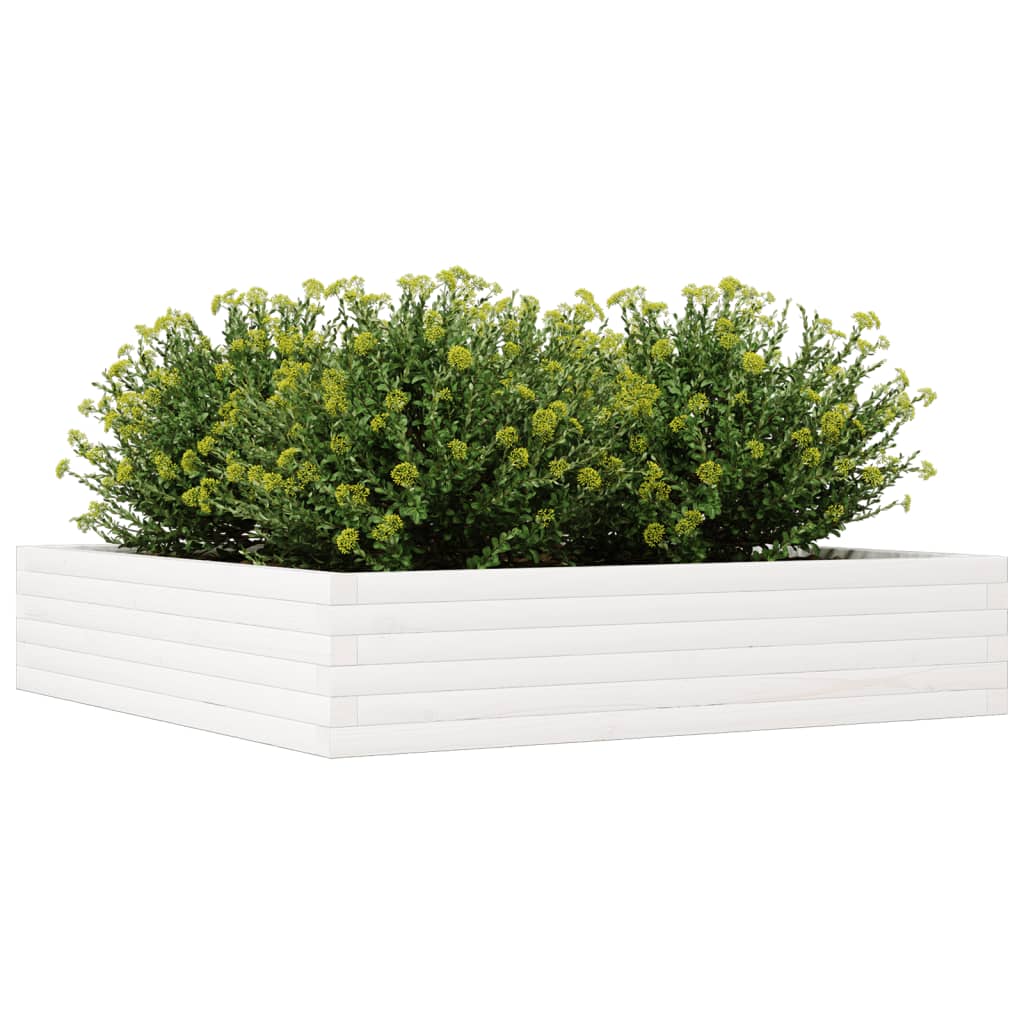 vidaXL Jardinera de madera maciza de pino blanca 110x110x23 cm