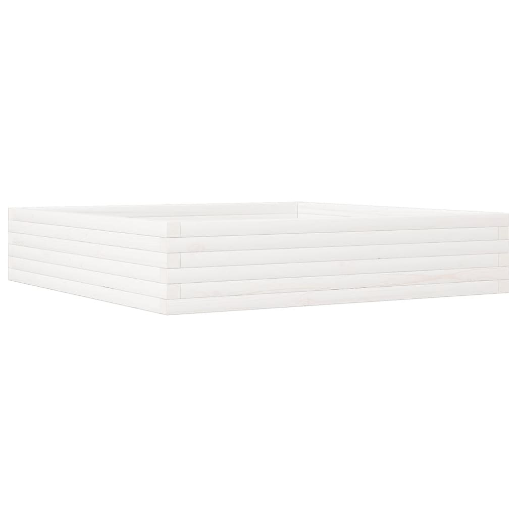 vidaXL Jardinera de madera maciza de pino blanca 110x110x23 cm