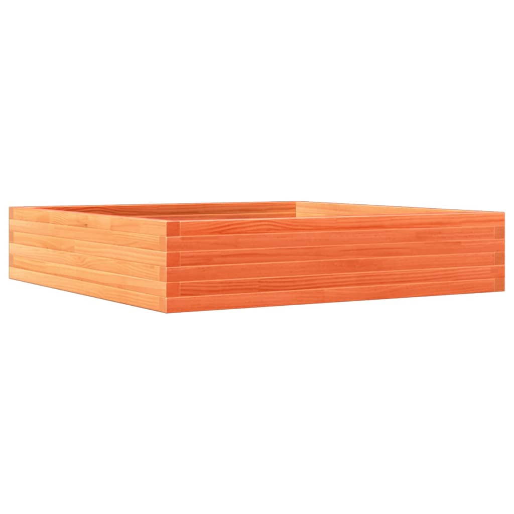 vidaXL Jardinera de madera maciza de pino marrón cera 110x110x23 cm