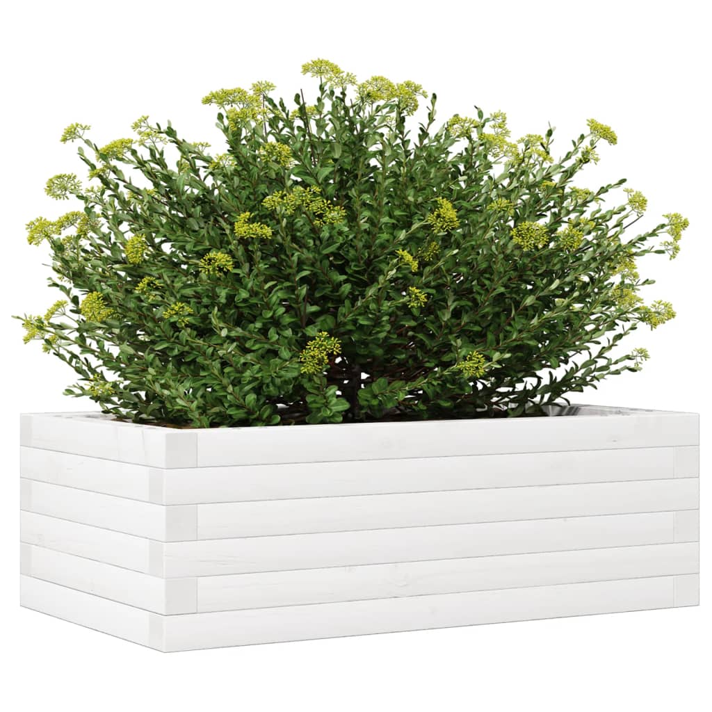 vidaXL Jardinera de madera maciza de pino blanca 70x40x23 cm