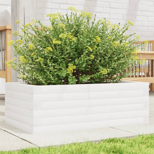 vidaXL Jardinera de madera maciza de pino blanca 70x40x23 cm