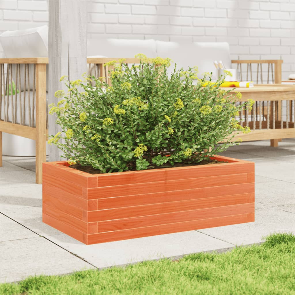 vidaXL Jardinera de madera maciza pino marrón cera 70x40x23 cm