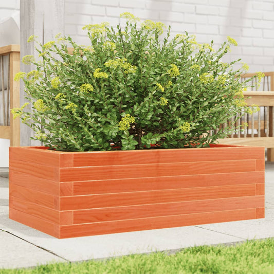 vidaXL Jardinera de madera maciza pino marrón cera 70x40x23 cm