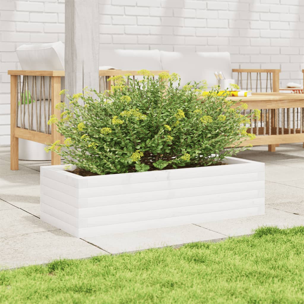 vidaXL Jardinera de madera maciza de pino blanco 90x40x23 cm