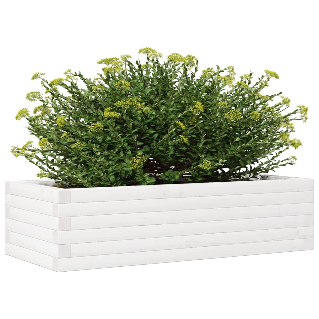 vidaXL Jardinera de madera maciza de pino blanco 90x40x23 cm