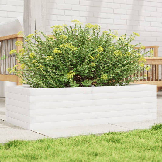 vidaXL Jardinera de madera maciza de pino blanco 90x40x23 cm