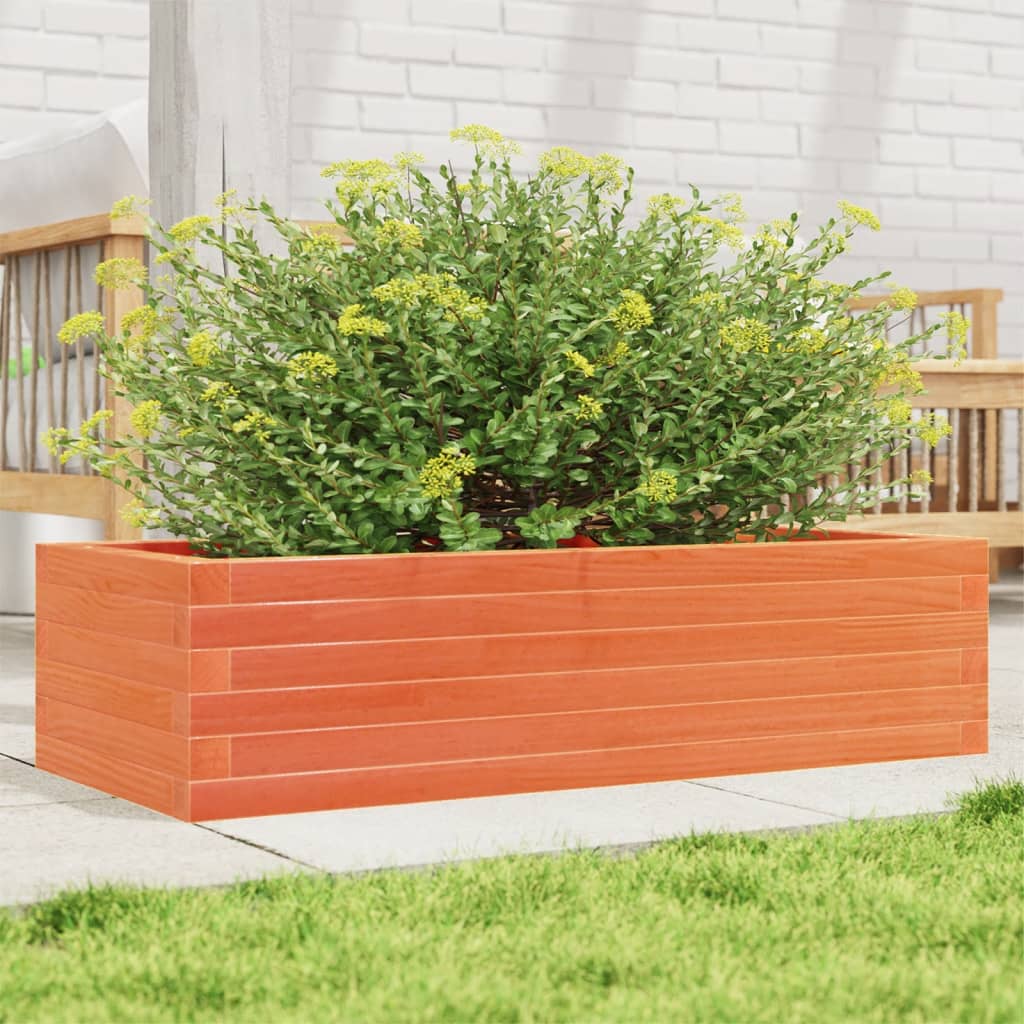 vidaXL Jardinera de madera maciza pino marrón cera 90x40x23 cm