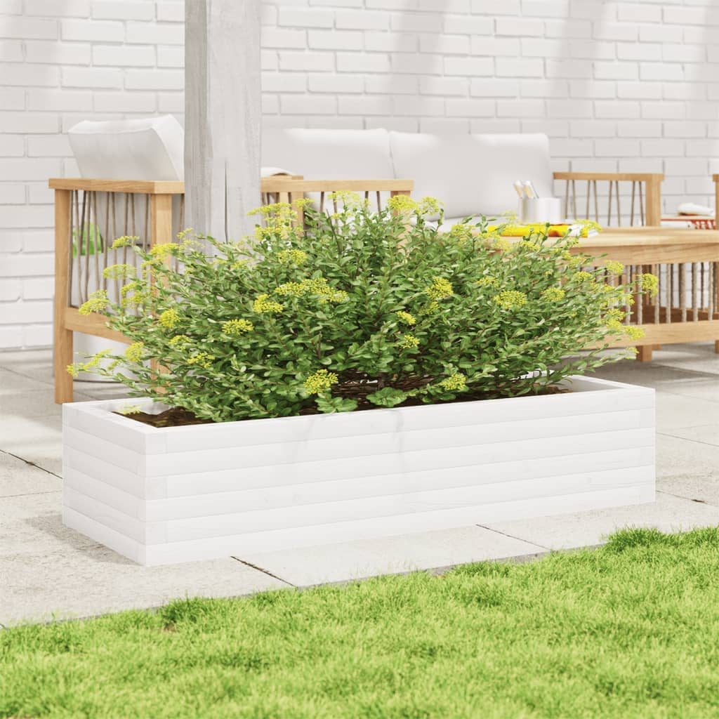 vidaXL Jardinera de madera maciza de pino blanco 110x40x23 cm