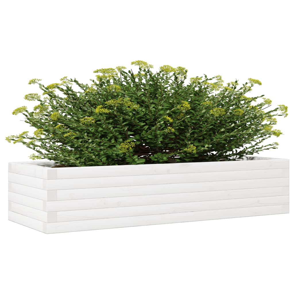 vidaXL Jardinera de madera maciza de pino blanco 110x40x23 cm