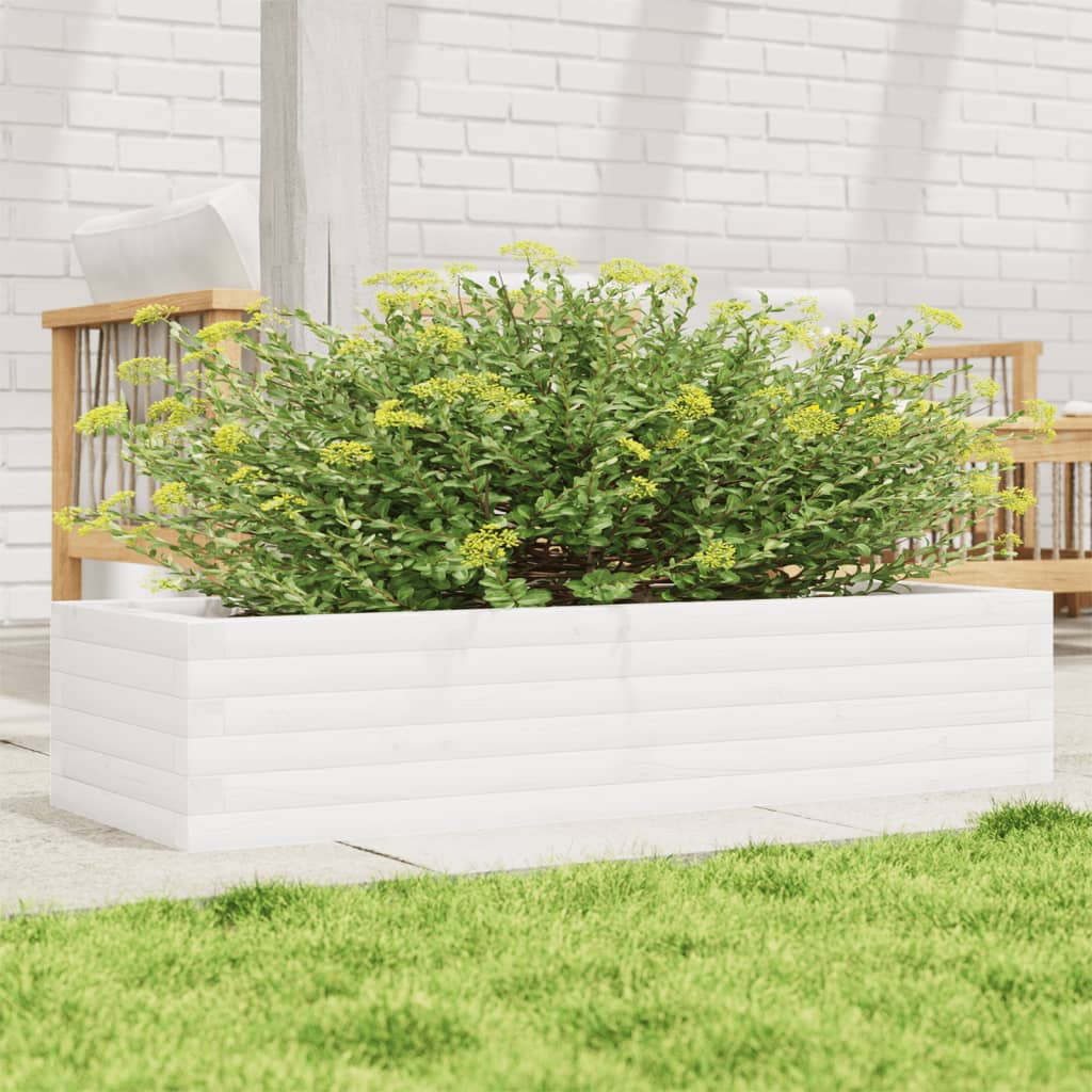 vidaXL Jardinera de madera maciza de pino blanco 110x40x23 cm