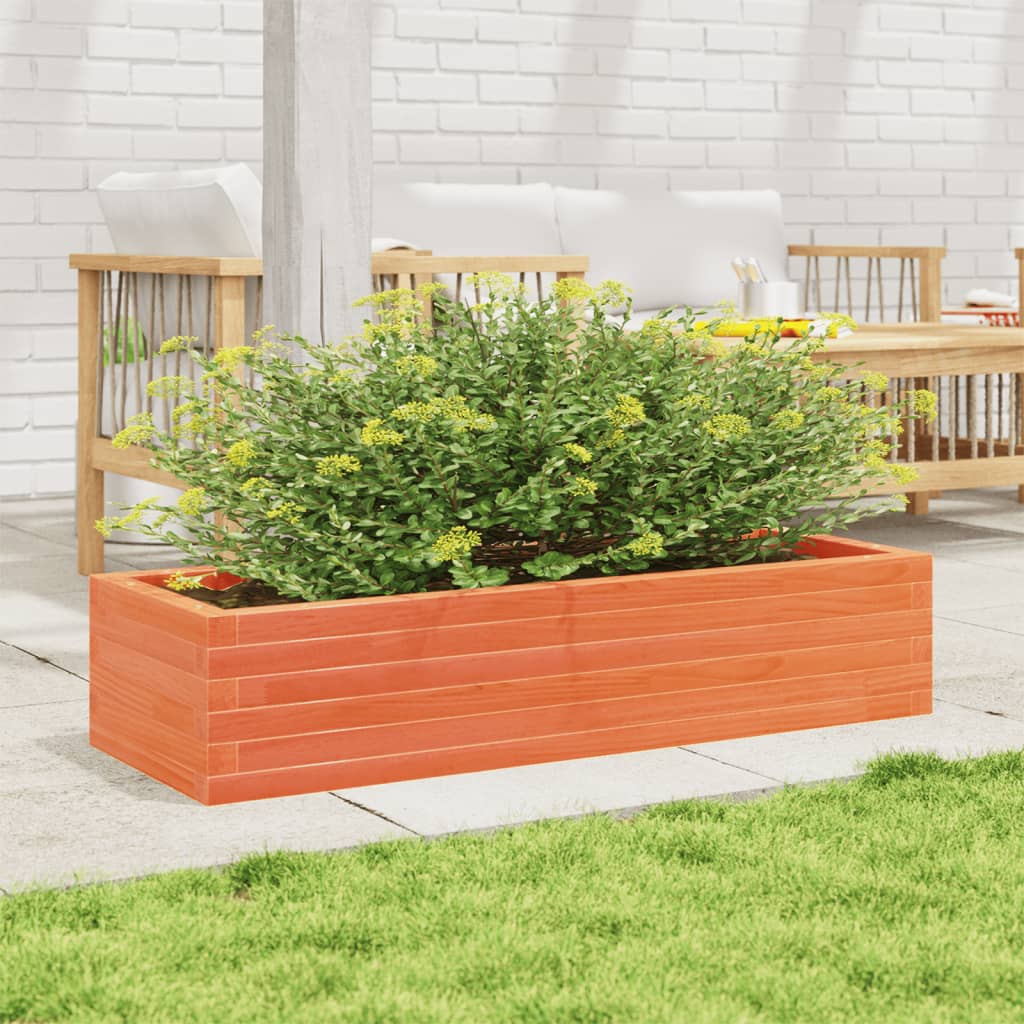 vidaXL Jardinera de madera maciza de pino marrón cera 110x40x23 cm