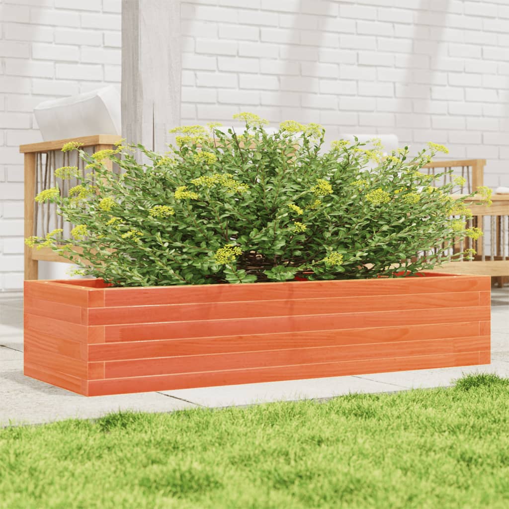 vidaXL Jardinera de madera maciza de pino marrón cera 110x40x23 cm