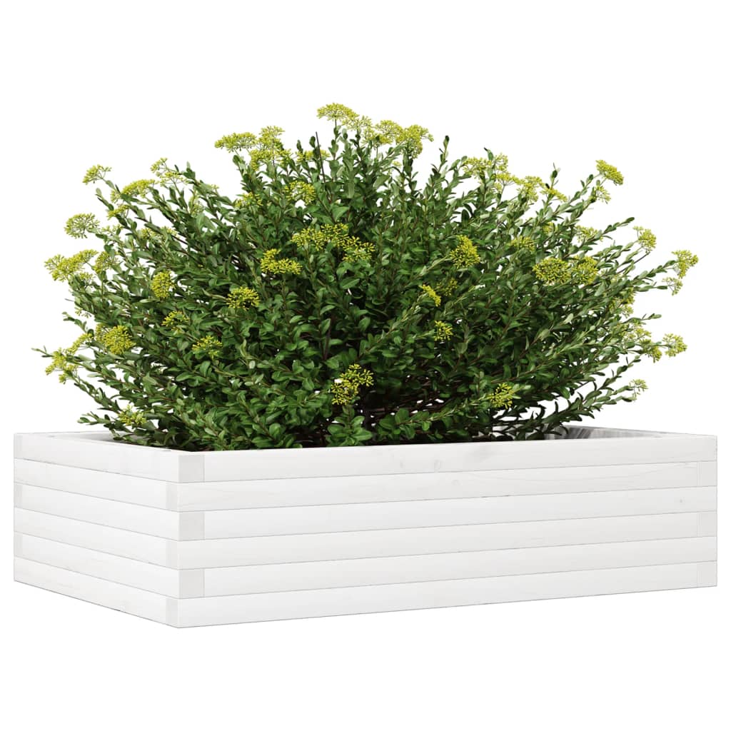 vidaXL Jardinera de madera maciza de pino blanco 90x60x23 cm