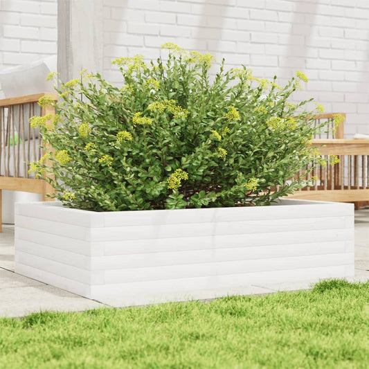 vidaXL Jardinera de madera maciza de pino blanco 90x60x23 cm