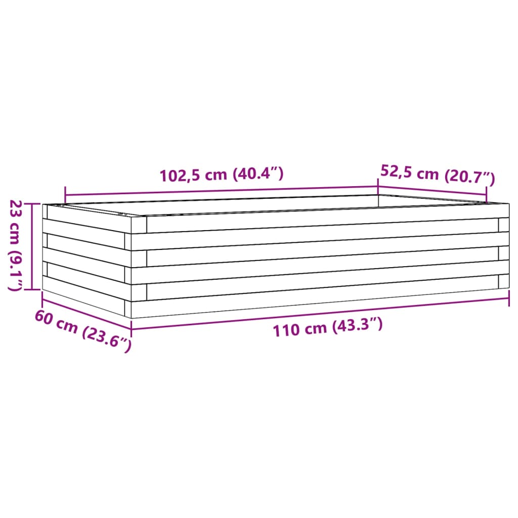 vidaXL Jardinera de madera maciza de pino 110x60x23 cm