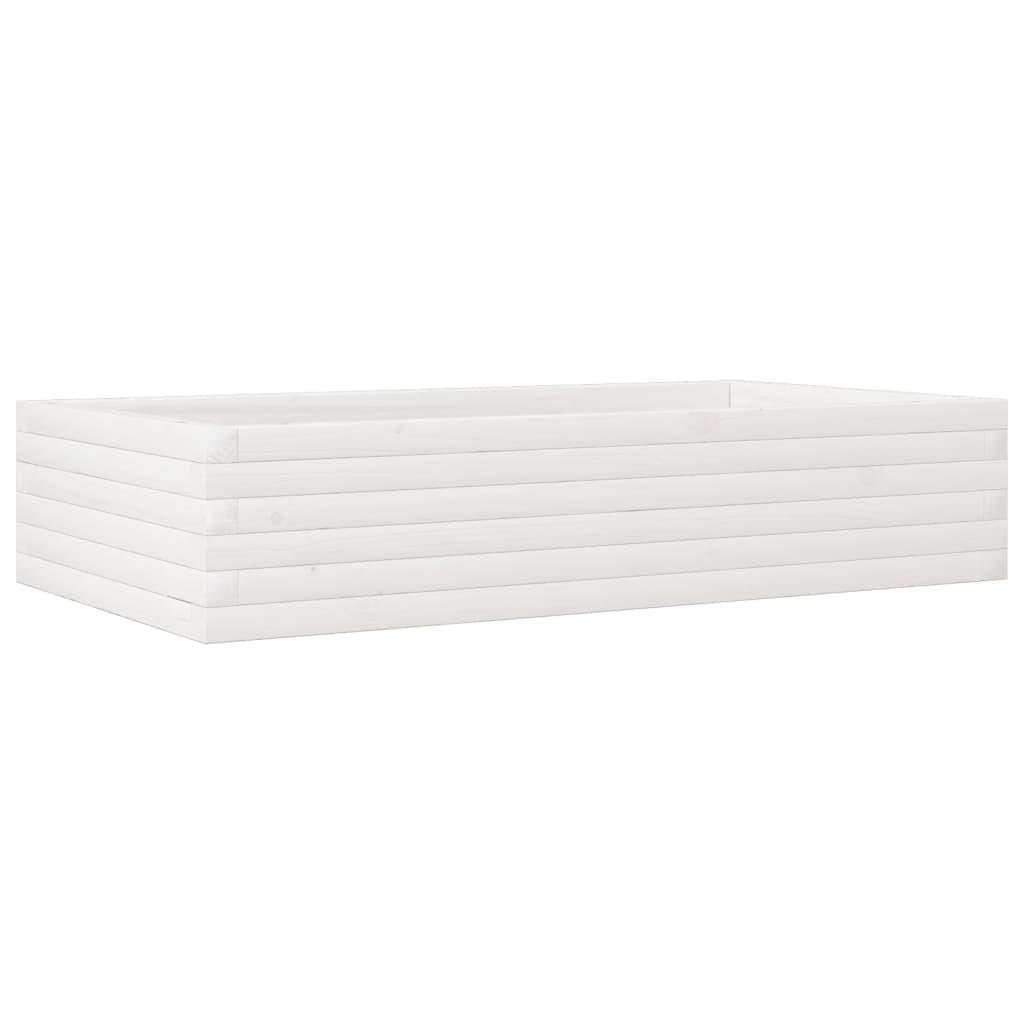 vidaXL Jardinera de madera maciza de pino blanco 110x60x23 cm