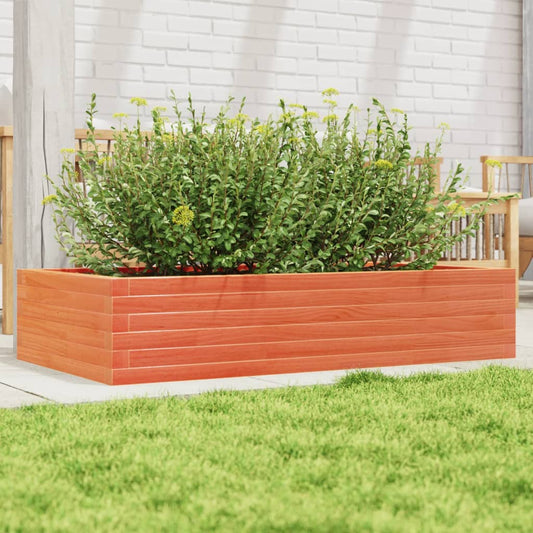 vidaXL Jardinera madera maciza de pino marrón cera 110x60x23 cm