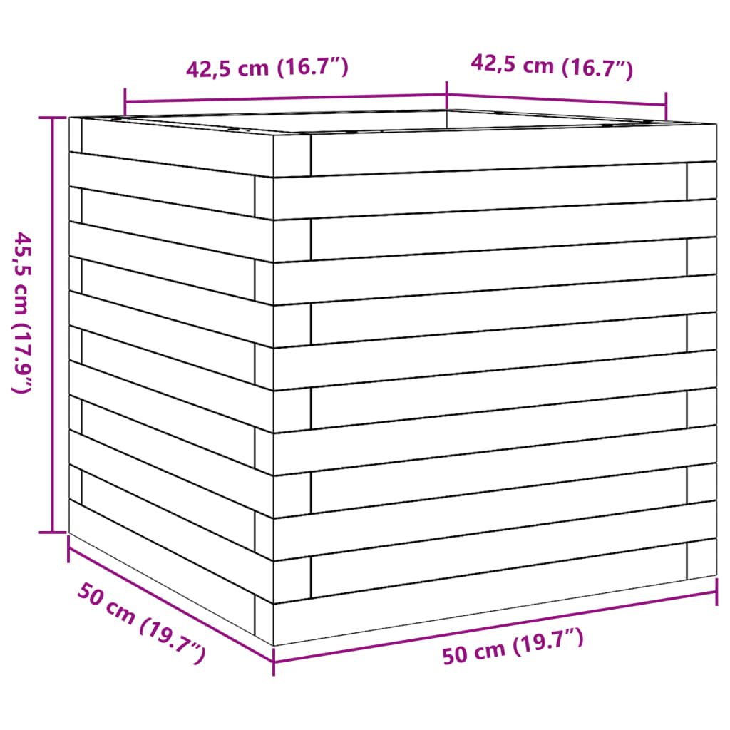 vidaXL Jardinera de madera maciza de pino 50x50x45,5 cm