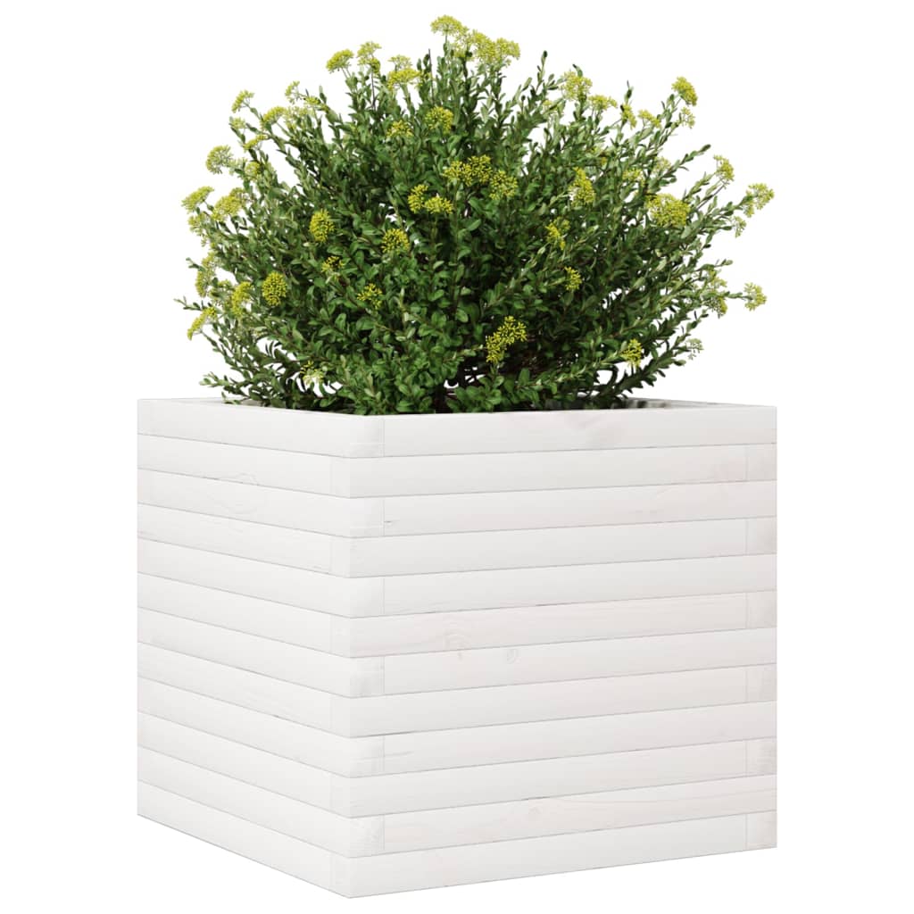 vidaXL Jardinera madera maciza de pino blanco 50x50x45,5 cm