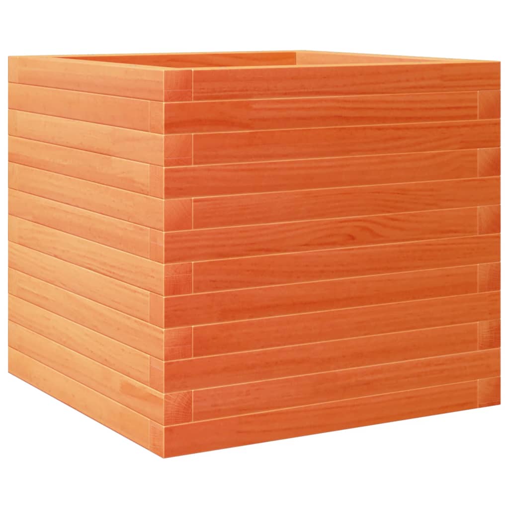 vidaXL Jardinera madera maciza de pino marrón cera 50x50x45,5 cm