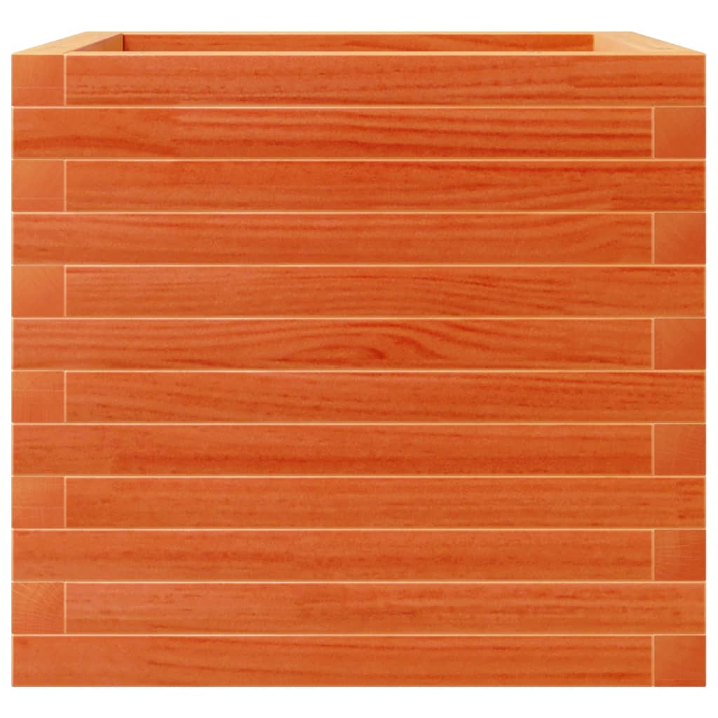 vidaXL Jardinera madera maciza de pino marrón cera 50x50x45,5 cm