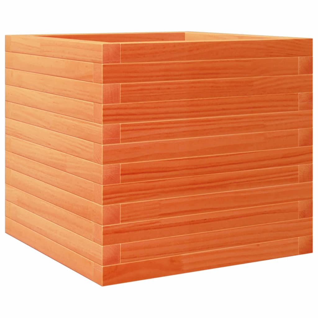 vidaXL Jardinera madera maciza de pino marrón cera 50x50x45,5 cm