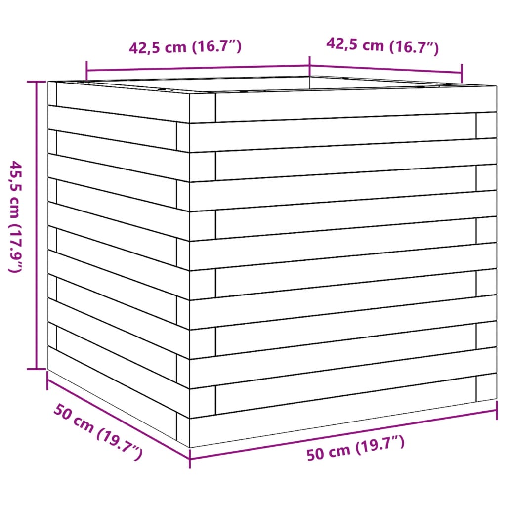 vidaXL Jardinera madera maciza de pino marrón cera 50x50x45,5 cm