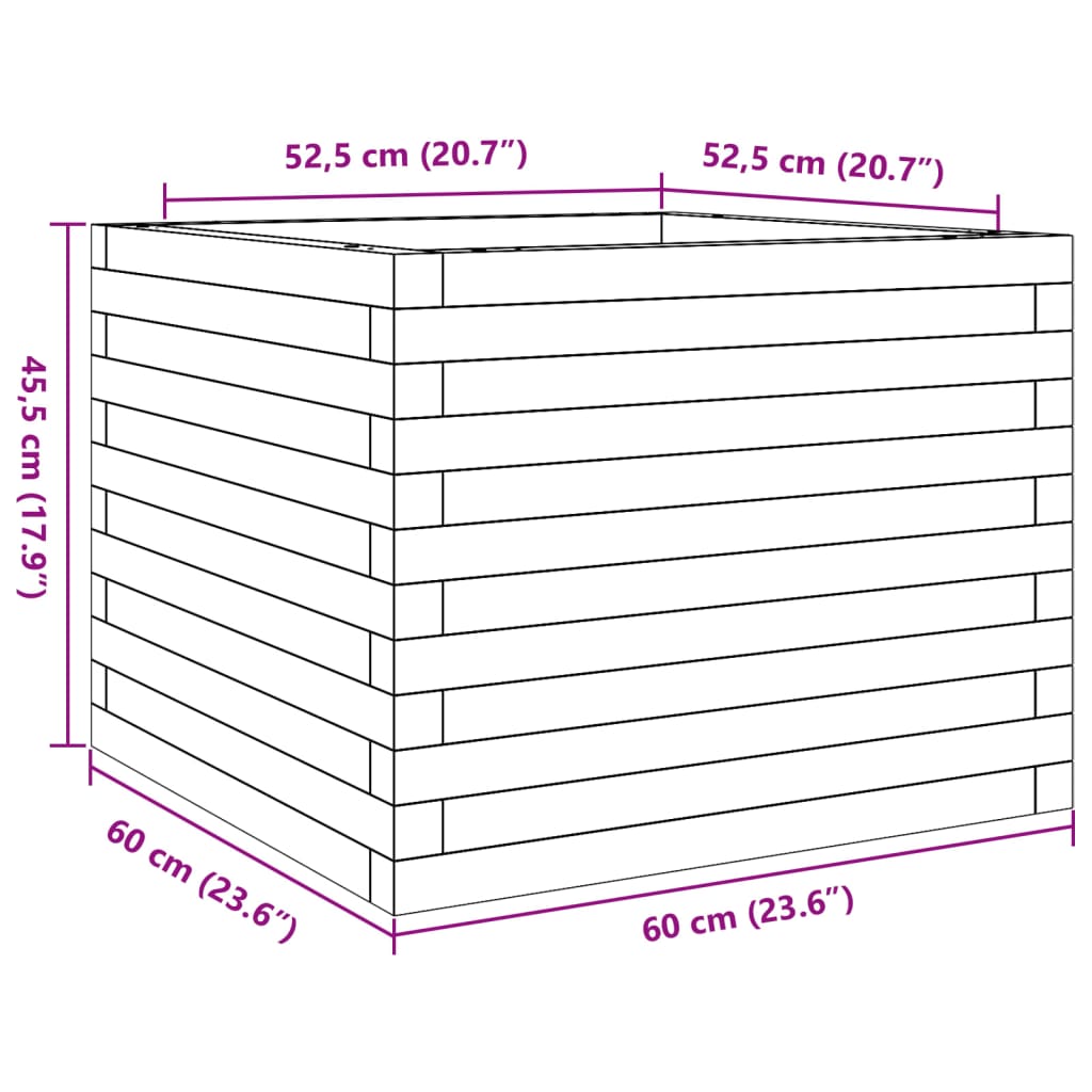 vidaXL Jardinera de madera maciza de pino 60x60x45,5 cm