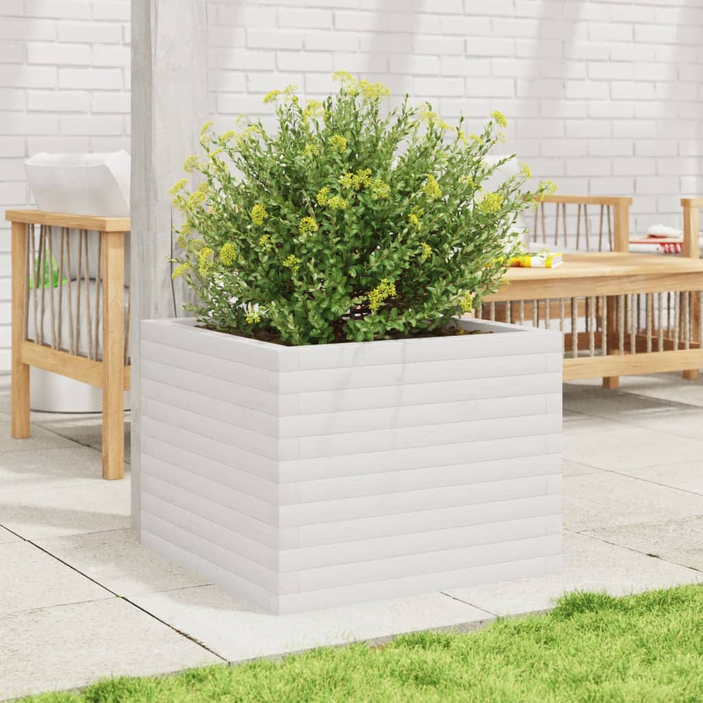 vidaXL Jardinera de madera maciza de pino blanco 60x60x45,5 cm