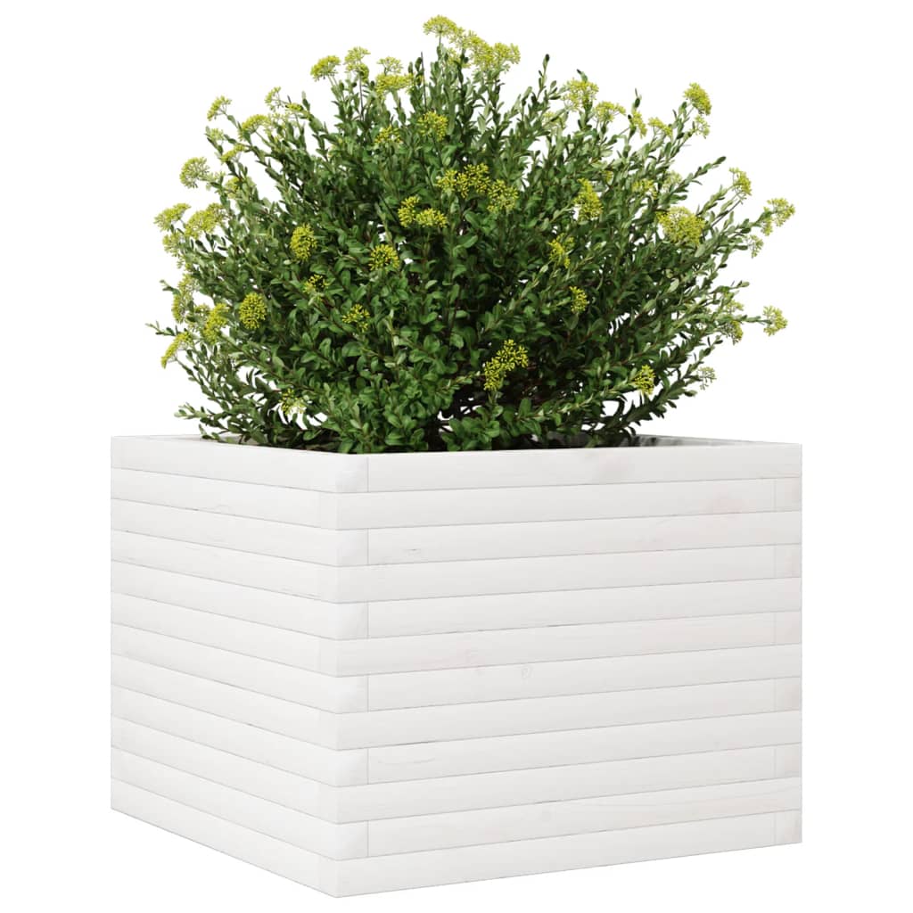 vidaXL Jardinera de madera maciza de pino blanco 60x60x45,5 cm