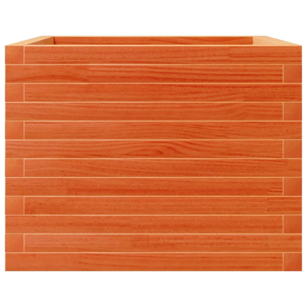 vidaXL Jardinera de madera maciza de pino marrón cera 60x60x45,5 cm