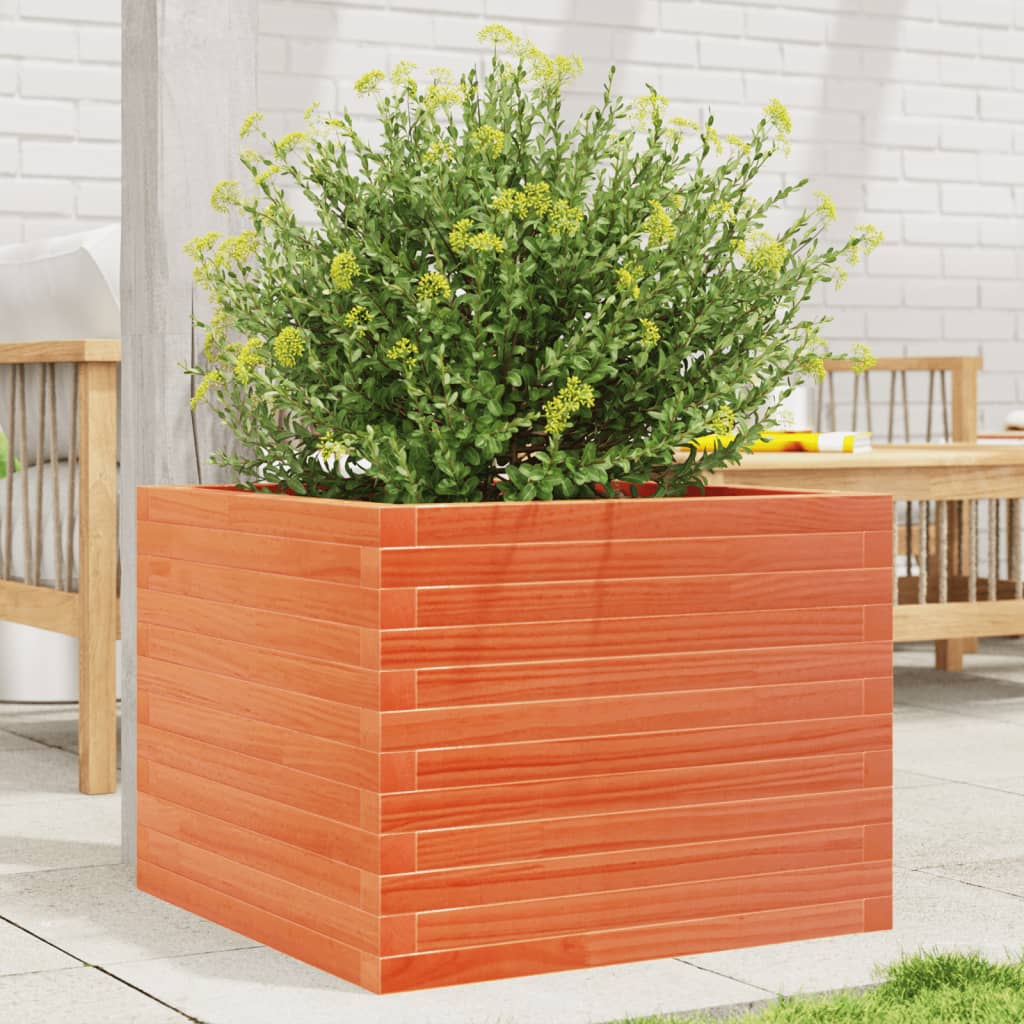 vidaXL Jardinera de madera maciza de pino marrón cera 60x60x45,5 cm