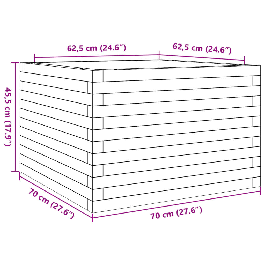 vidaXL Jardinera de madera maciza de pino 70x70x45,5 cm