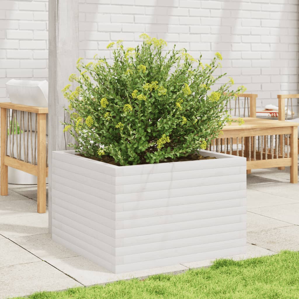 vidaXL Jardinera madera maciza de pino blanco 70x70x45,5 cm